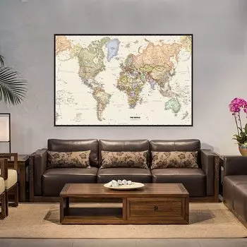 Карта мира, винтажный постер, 120*80 см