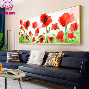 Картина из страз с изображением красных цветов "сделай сам", Мак, хит продаж, домашнее искусство, вышивка крестиком, квадратная Алмазная вышивка, большая мозаика для Стразы