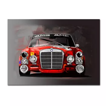 Картина на холсте AUTOMOTIVESHENYI Классическая гоночная машина Красный