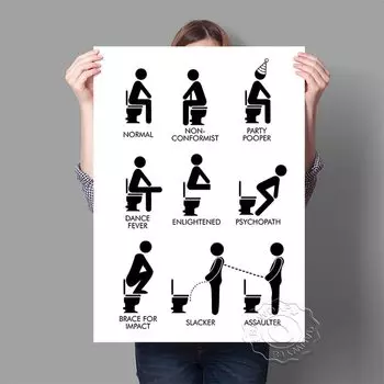 Картина на холсте BJYWDAP Забавный знак правила туалета