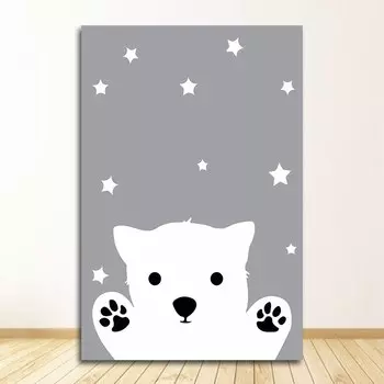 Картина на холсте DHRM Детская комната Кролик Медведь