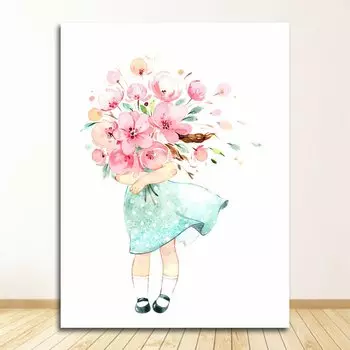 Картина на холсте DHRM Милый зонтик с розой