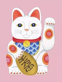 Картина на холсте DHRM Розовый кот на удачу