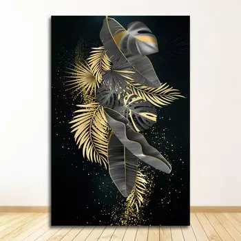 Картина на холсте DHRM Золотые растения