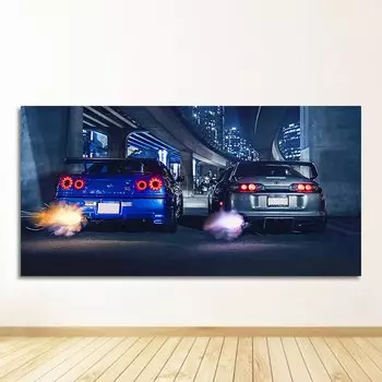 Картина на холсте GTR R34 VS Supra
