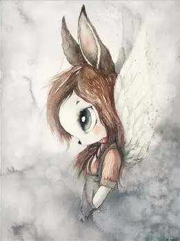 Картина на холсте JIANGGERONGZHAO "Кролик девочка"