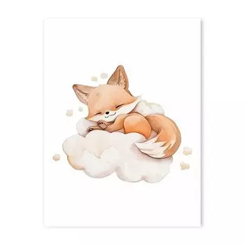 Картина на холсте JUBEER Енот Лиса Олень