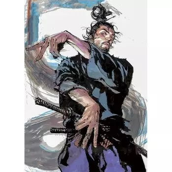 Картина на холсте PANTINGART "Японские Самурайские Мусаси Вагабонд", черно-белые принты