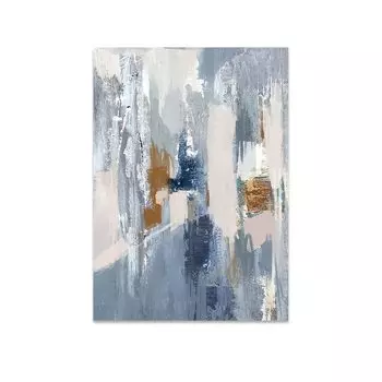 Картина на холсте QIPINGART Абстрактная Синяя Золотая Текстура