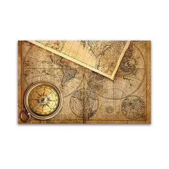 Картина на холсте QIPINGART Винтажная карта мира