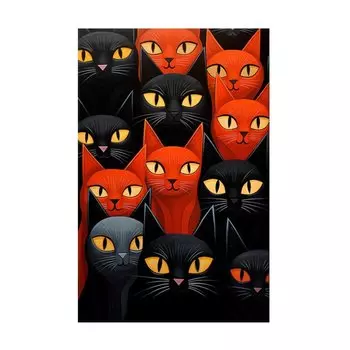 Картина на холсте с кошками WJWANG