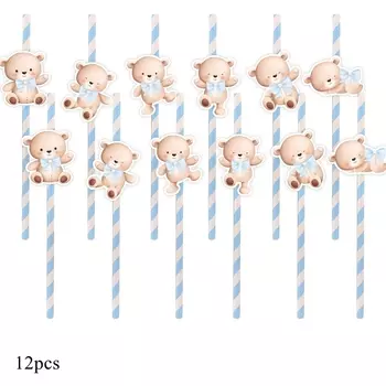 Картонные соломинки Partism с медведем 12 шт.