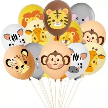 Картонные воздушные шары Partism с принтами животных для детского праздника