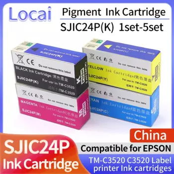 Картридж с пигментными чернилами SJIC24P, совместимый с Epson TM-C3520 C3520, чернильные картриджи для принтера этикеток SJIC24P(K) SJIC24P(C), 1-5 комплектов