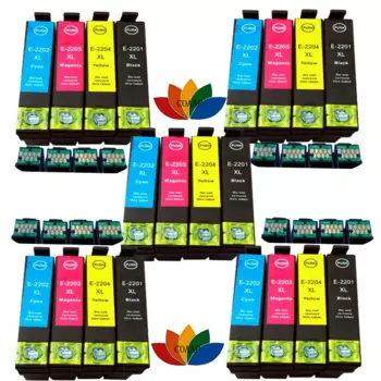 Картриджи для Epson XP320, XP420, XP424, WF2630, WF2650, WF2660, WF2750, WF2760, T220XL, T2201 - T2204 XL, 20 упаковок