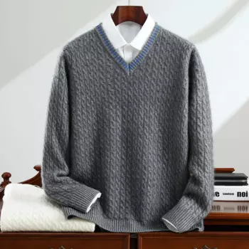 Кашемировый свитер с v-образным вырезом и цветными блоками, осень-зима, роскошный модный повседневный деловой джемпер с длинными рукавами, новый топ