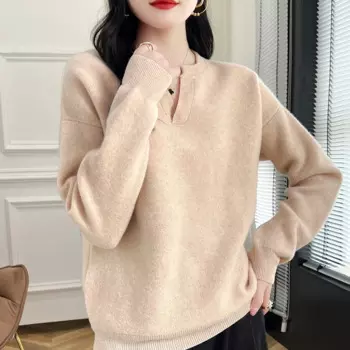 Кашемировый свитер, женские вязаные свитера, 100% мериносовая шерсть, пуловеры с v-образным вырезом и длинными рукавами, зима-осень, джемпер, одежда, топ женский