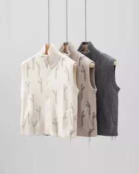 Кашемировый жилет с цепочкой для тяжелой промышленности, женская куртка, кардиган на молнии, топ без рукавов, осень и зима