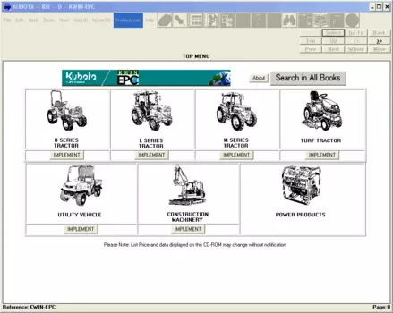 Каталог запчастей Kubota, каталог запчастей 2006