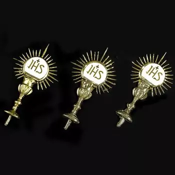 Католическая статуя причастия JHS золотого цвета Иисус Hominum Salvator украшение стола для дома и офиса крест фигурка религиозный подарок