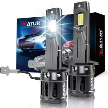 Katur 2 шт. H1 лампы для фар головного света GC чип супер яркий Plug and Play 1:1 Размер как галогенные лампы 6000K белый Canbus с вентилятором
