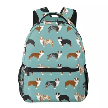 Kawaii, австралийский рюкзак с принтом овчарки для девочек, школьные сумки для девочек-подростков, множество карманов, рюкзак для женщин, Mochila Feminina, сумки