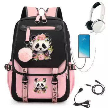 Kawaii модные сумки для девочек, школьный рюкзак с милым цветком панды, школьный рюкзак для студентов-подростков, сумка для книг