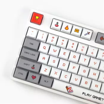Kawaii PBT Keycaps, милый семейный компьютер XDA, профиль, Красный Белый, игра для GH60/GK61/GK64/84/87/96/104/108/980 механическая клавиатура