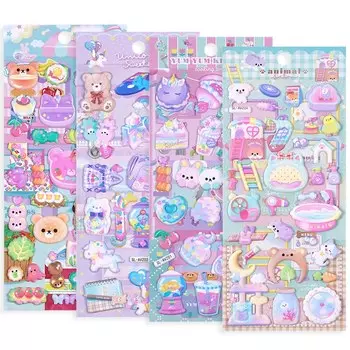 Kawaii животные 3D наклейки 10 шт