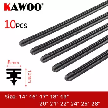 KAWOO 10 шт., вставка для автомобиля, резиновая полоса, щетка стеклоочистителя (офференция), 8 мм, 14 дюймов, 16 дюймов, 17 дюймов, 18 дюймов, 19 дюймов, 20 дюймов, 21 дюймов, 22 дюймов, 24 дюйма, 26 дюймов, 28 дюймов, аксессуары