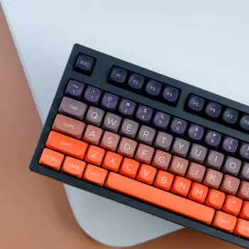 KBCaps градиентные оранжевые колпачки для клавиш 126 клавиш PBT сублимационная краска MOA профиль колпачки для клавиш для переключателей MX механическая клавиатура колпачки для клавиш MOA