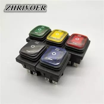 KCD4-203 20A/250VAC 30x22 Водонепроницаемый кулисный переключатель 6pin DPDT ON OFF на 12V 220 В красный зеленый светодиодный светильник кулисный переключатель