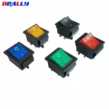 KCD4 лодочный кулисный выключатель питания, 4 контакта, 2 положения, управление включением-выключением STSP, синий, зеленый, желтый, красный, 16A, 220 В, llluminated, 5 шт.