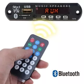 Kebidu автомобильный USB беспроводной Bluetooth 5,0 5 В 12 В MP3 аудиоплеер декодер плата усилитель для автомобильного аудио TF MP3 радио DIY динамик