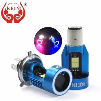 KEIN NEW H4 Led Angel eyes COB Лампы для фар мотоцикла H6 ba20d HS1 Светодиодные фары для мотоцикла Аксессуары для скутера Противотуманные фары 25 Вт