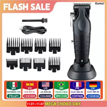 Kemei KM-2296 Профессиональная машинка для стрижки волос для мужчин, машина для стрижки волос с зарядным устройством для сиденья, триммер для волос, машина для стрижки волос