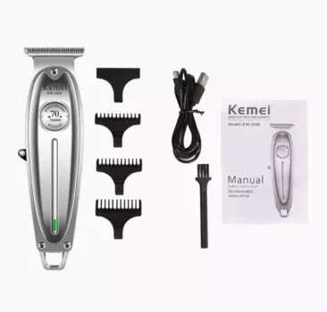 Kemei профессиональная машинка для стрижки волос для мужчин с USB, беспроводной триммер для волос с Т-образным лезвием, машинка для стрижки волос с Лысой головкой