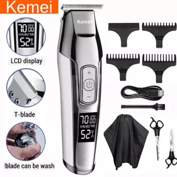 Kemei T лезвие для стрижки волос, близко к 0 мм стрижка, Парикмахерская Машинка для стрижки волос профессиональная, электробритва для мужчин