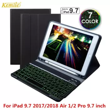 Kemile чехол для iPad 2018 9,7 Air 2 9,7 чехол Вт карандашница Bluetooth клавиатура с подсветкой Smart Стенд кожаный чехол для iPad Pro 9,7 чехол
