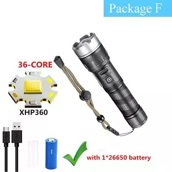 KENSUN Фонарик XHP360-36 26650