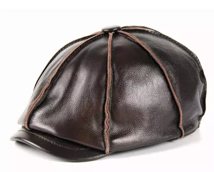 Кепки мужские из натуральной кожи, черные