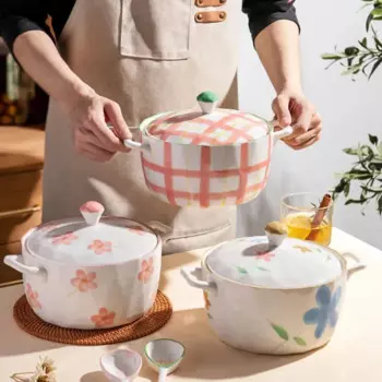 Керамическая чаша с цветами, ручная роспись, мл, домашняя посуда с крышкой, суповая лапша, чаша для микроволновой печи Safe