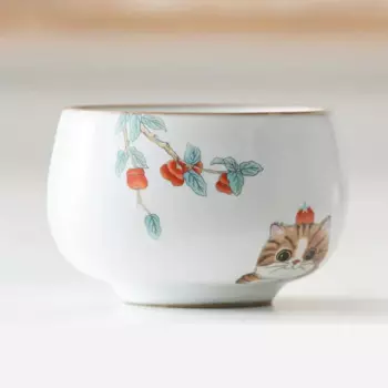 Керамическая чашка RI ONIY TEASET, ручной работы, кот, 110 мл