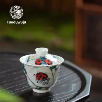 Керамическая чашка Yuanbao с божьей коровкой из семи звезд, ручная роспись, чайный набор с маленькой емкостью 100 мл