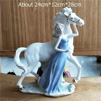 Керамическая фигурки принцессы и лошади ZHENGHAN