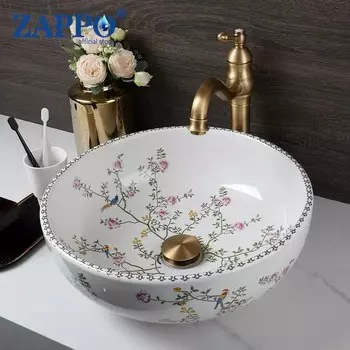 Керамическая миска для раковины ZAPPO для ванной комнаты, смеситель для раковины, смеситель под столешницу, фарфоровые круглые раковины под раковину для отелей