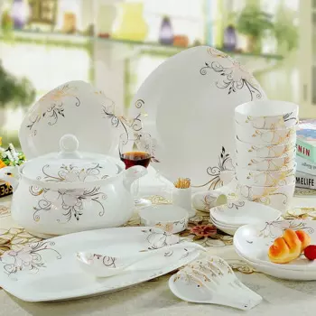 Керамическая миска Jingdezhen с 56 головками, фарфоровый набор посуды для микроволновой печи