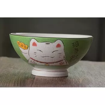 Керамическая миска Lucky Cat синяя/желтая/зеленая/фиолетовая/оранжевая XINCHEN