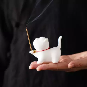 Керамическая статуэтка кота MOONBIFFY для благовоний