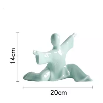 Керамическая статуэтка Тайцзи, теневая зеленая глазурь